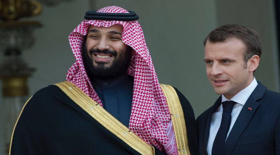 ولي العهد السعودي محمد بن سلمان مع الرئيس الفرنسي ماكرون 