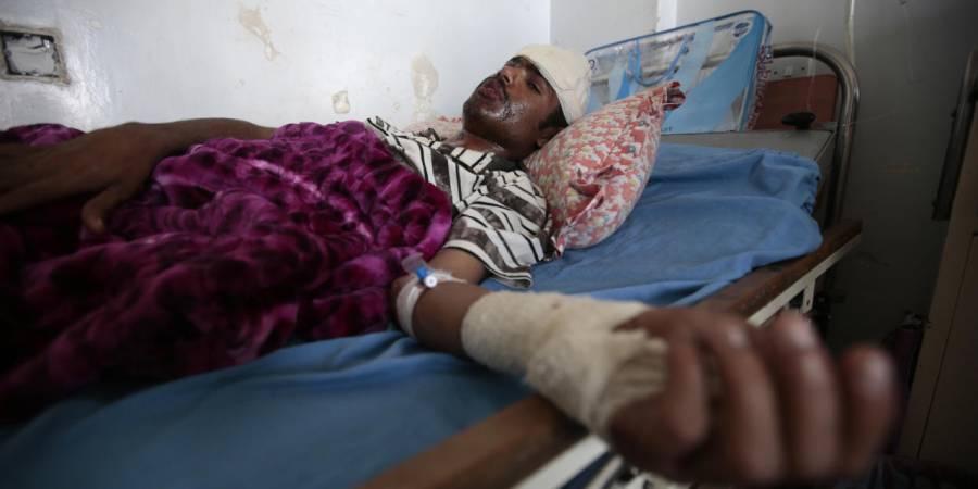 احد المصابين بوباء الكوليرا في احدى مشافي بيحان- شبوة
