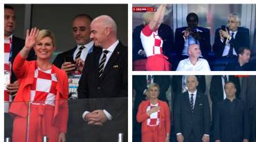 رئيسة كرواتيا تخطف الأنظار.. هكذا احتفلت أمام رئيس وزراء روسيا  ورقصت مع الاعبين