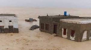 تدمير شبكة مياه مدينة الغيضة بالمهرة وخروجها عن الخدمة نتيجة السيول